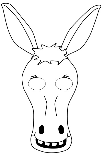 çocuklar için hazır kağıttan Eşşek maskesi şablonu